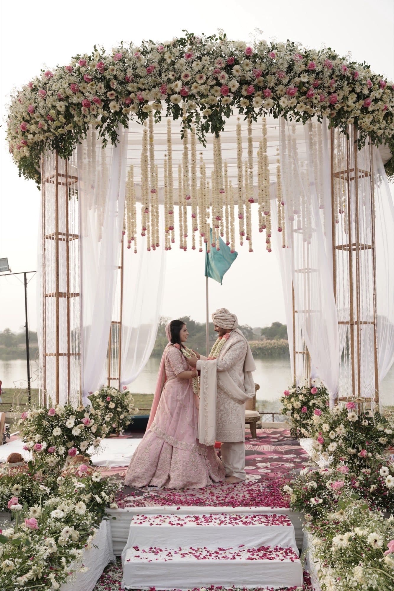 A couple at their wedding